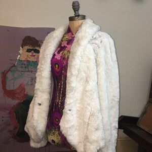 Embroidered Cascade Fur Jacket